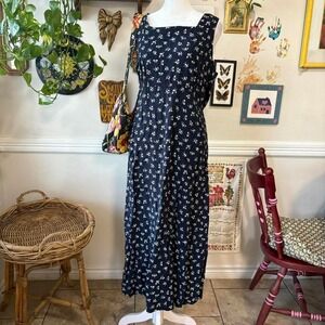 Vintage 90s Cottagecore Soft Grunge Floral Maxi Dress Size M-L Sleeveless‎